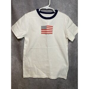 Janie and Jack Kids Size 8 White Embroidered USA Flag Shirt NWOT